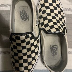 Black and white checkerboard Vans, women’s 7